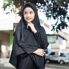 Gamis Anak Hijau Botol Hitam Umur 13 Tahun