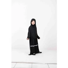 Gamis Anak Warna Hitam Syari Umur 12 Tahun