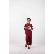 Baju Koko Kurta Anak Hitam Putih putih 7 Tahun