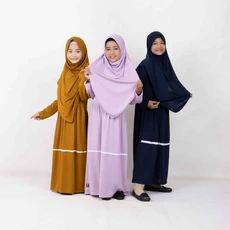 Gamis Anak Warna Navy Santri Umur 8 Tahun