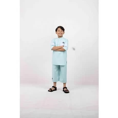 Baju Koko Anak Hitam Putih hijau Promo