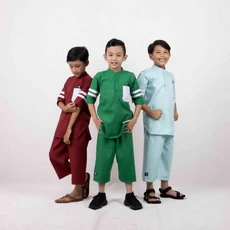 Baju Koko Kurta Anak Laki Laki hijau Tanggung