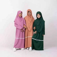 Gamis Anak Warna Hijau Botol Santri Umur 9 Tahun