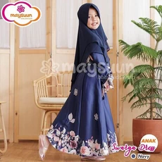 Gamis Anak Kombinasi Kotak Modern Labella