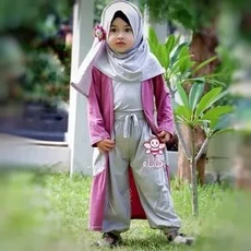 Gamis Anak 1Set Polos Tanggung