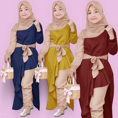 Gamis Anak Hijau Botol Modern Anak Tanggung