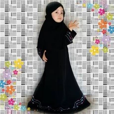 Gamis Anak Kombinasi Polos Lucu Dropship