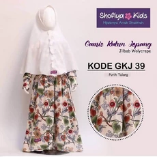 Gamis Syar I Anak Motif Bunga SetCel 9 Tahun