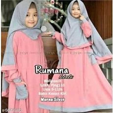 Gamis Anak Warna Navy SetCel 8 Tahun