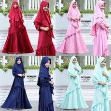 Gamis Syari Anak Polos Niqab 12 Tahun