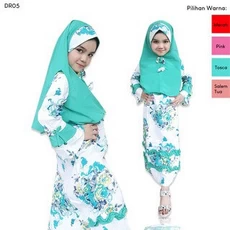 Gamis Anak Motif Kotak Kombinasi Niqab Dropship