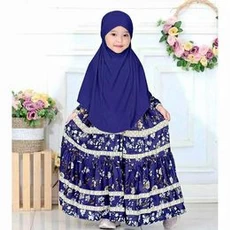 Gamis Anak Warna Navy Niqab 8 Tahun