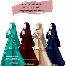 Gamis Anak Kombinasi Polos Modern Dropship