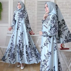 Dress Hitam Putih Muslimah Lebaran Tanggung