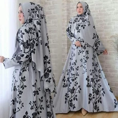 Gamis Kombinasi Polos Dropship