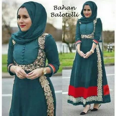 Gamis Crepe Kombinasi Polos Ecer