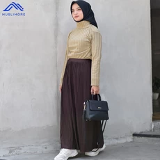 Gamis Coklat Kombinasi Polos Dropship