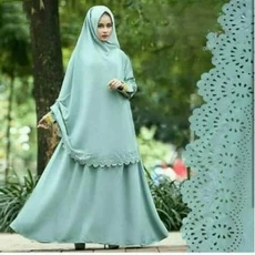 Gamis Crepe Kombinasi Polos Tanggung