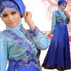 Kombinasi Gamis Warna Biru Niqab Dropship