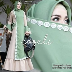 Gamis Ijo Botol Kombinasi Polos Terbaru