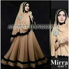 Gamis Putih Coklat Polos ABG