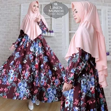 Gamis Coklat Susu Niqab Ecer