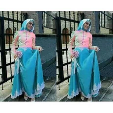 Gamis Pink Hitam Polos Tanggung