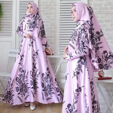 Gamis Kombinasi Putih Syari Grosir