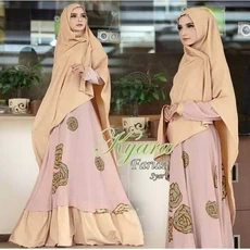 Gamis Crepe Kombinasi Polos ABG