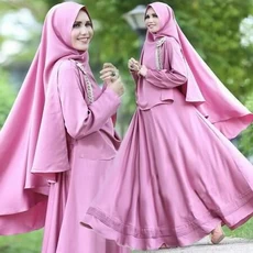 Gamis Kombinasi Polos Ecer