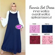 Dress Hitam Putih Muslimah Polos Tanggung