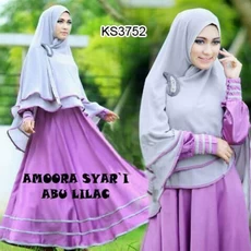 Gamis Denim Kombinasi Polos Dropship