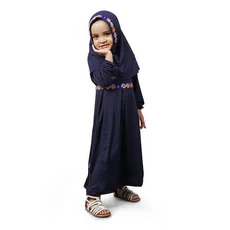 Gamis Anak Baju Muslim Anak Perempuan Polos Jersey Renda Murah Cantik Lucu - Navy
