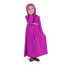 Gamis Anak Baju Muslim Anak Perempuan Polos Jersey Renda Murah Cantik Lucu - Ungu Magenta