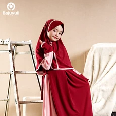 TK0019 Gamis muslim anak Warna Marun Syari Terbaru