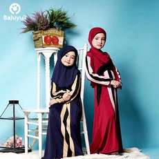 TK0034 Baju Muslim Anak Perempuan Warna Navy Marun Lucu Terbaru
