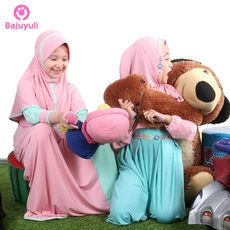 TK0043 Gamis muslim anak Warna Pink Polos Terbaru