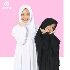 TK0082 Baju Muslim Anak Perempuan Warna Putih Hitam Lucu Terbaru