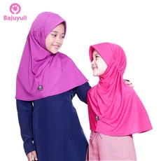TK0094 Jilbab Anak Instant Warna Ungu Pink Polos Terbaru