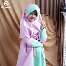 TK0095 Baju Muslim Anak Warna Baby Pink Syari Terbaru