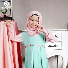 TK0103 Baju Muslim Anak Perempuan Warna Hijau Lucu Murah