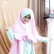 TK0108 Baju Muslim Anak Hijau Pink Lucu Murah