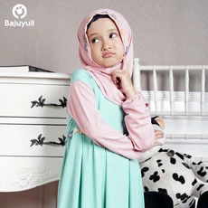 TK0110 Gamis Anak Perempuan Hijau Polos Murah