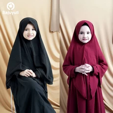 TK0122 Baju Muslim Anak Perempuan Warna Hitam Maroon Polos Terbaru