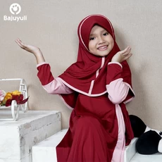 TK0128 Baju Gamis Anak Perempuan Warna Maronn Polos Murah