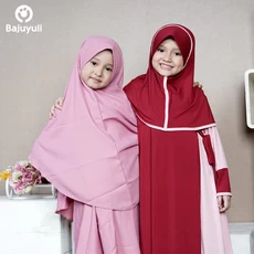 TK0169 Baju Muslim Anak Perempuan Pink Maroon Polos Murah
