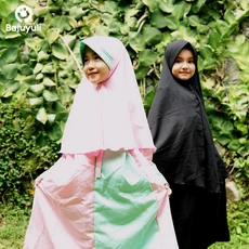 TK0196 Baju Muslim Anak Hijau Hitam Lucu Seragam Ngaji