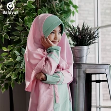 TK0199 Baju Gamis Anak Hijau Pink Polos TPA