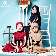 TK0219 Baju Muslim Gamis Anak Warna Marun Coklat Biru Polos ABG