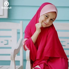 TK0245 Gamis Muslim Anak Warna Pink Polos Anak Tanggung